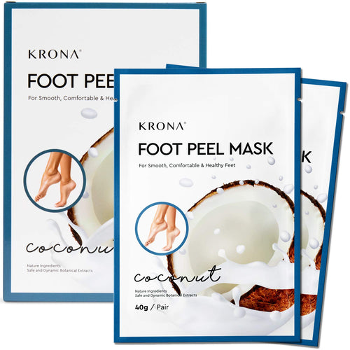 KRONA Coconut Foot Peel Mask- Safe & Natural - Perfect Foot Mask For Men & Women, 2 Packs