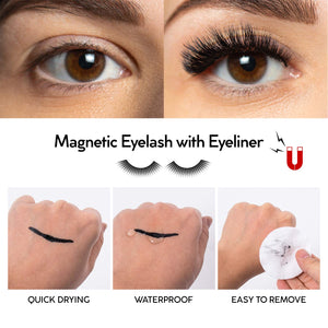 KRONA Magnetic Eyelashes With Eyeliner Kit - 2 Eyeliner & 10 Pairs Falsies With 6 Different Colors and Tweezer